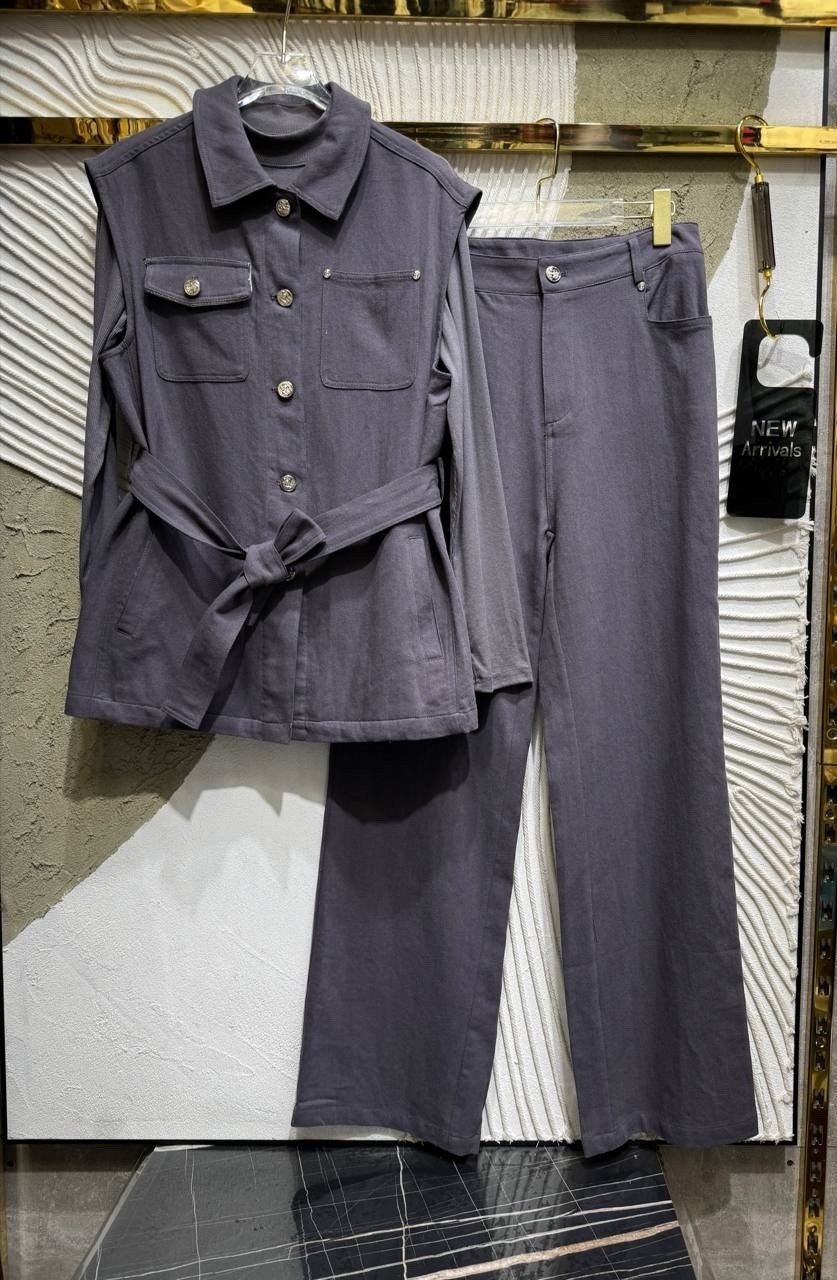 брючный комплект,женские брючные костюмы,брючной костюм,серый брючный костюм,женский костюм с брюками