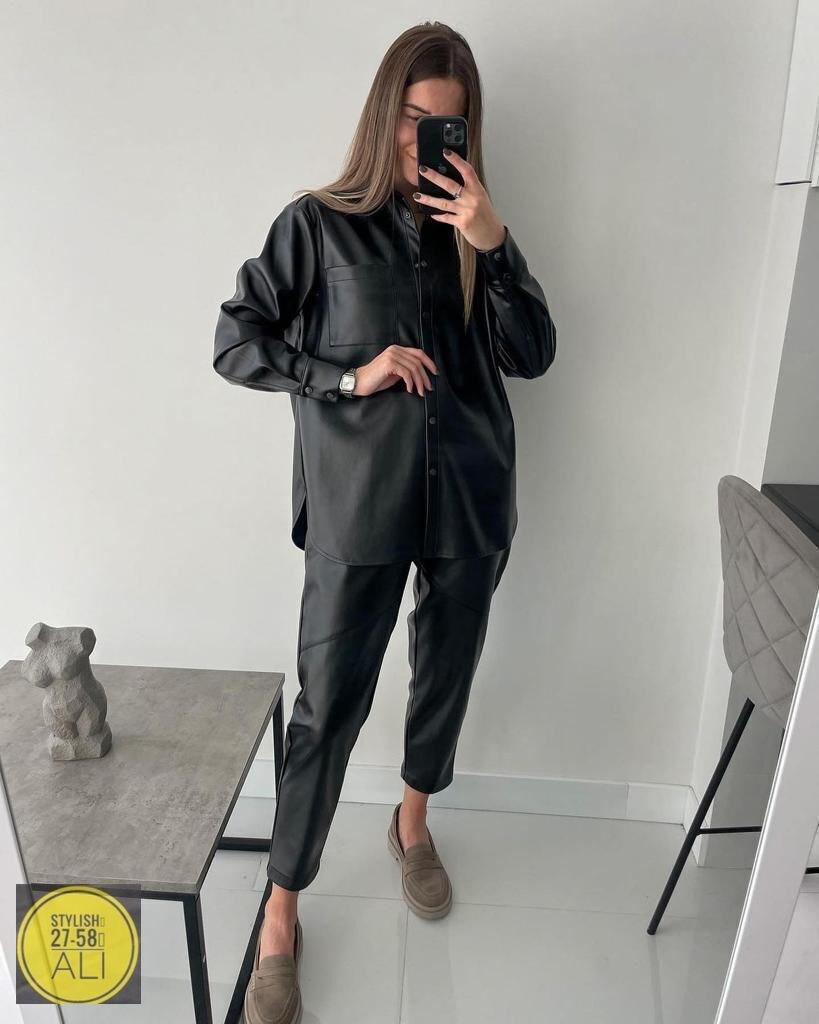 костюм женский,костюм двойка женский,костюм из экокожи,женские брючные костюмы,кожаный брючный костюм женский