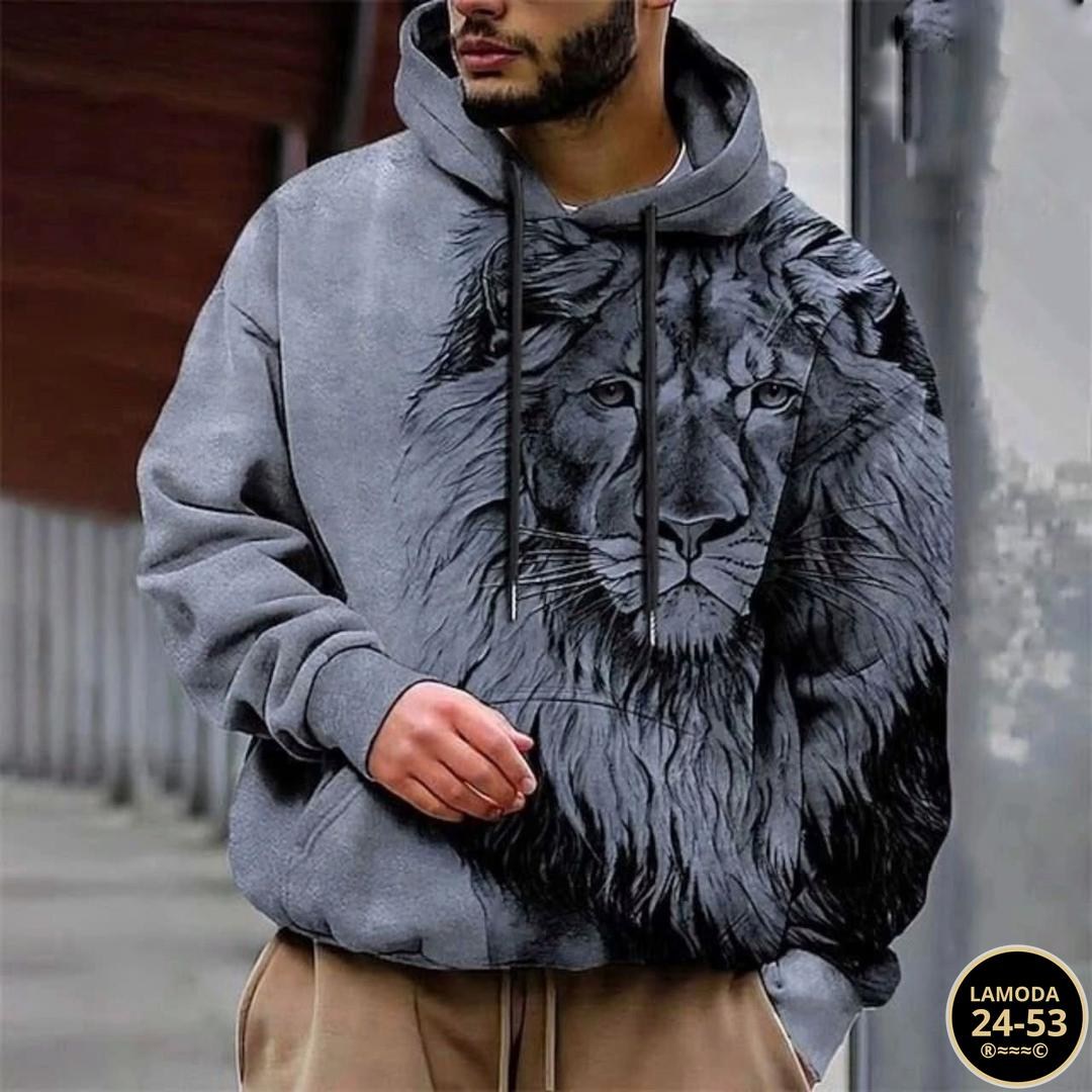 мужская толстовка с капюшоном и принтом в виде льва,мужская модная толстовка с капюшоном с принтом льва в стиле 3d,мужская модная толстовка с капюшоном с графическим львом и 3d-пр,мужская толстовка с