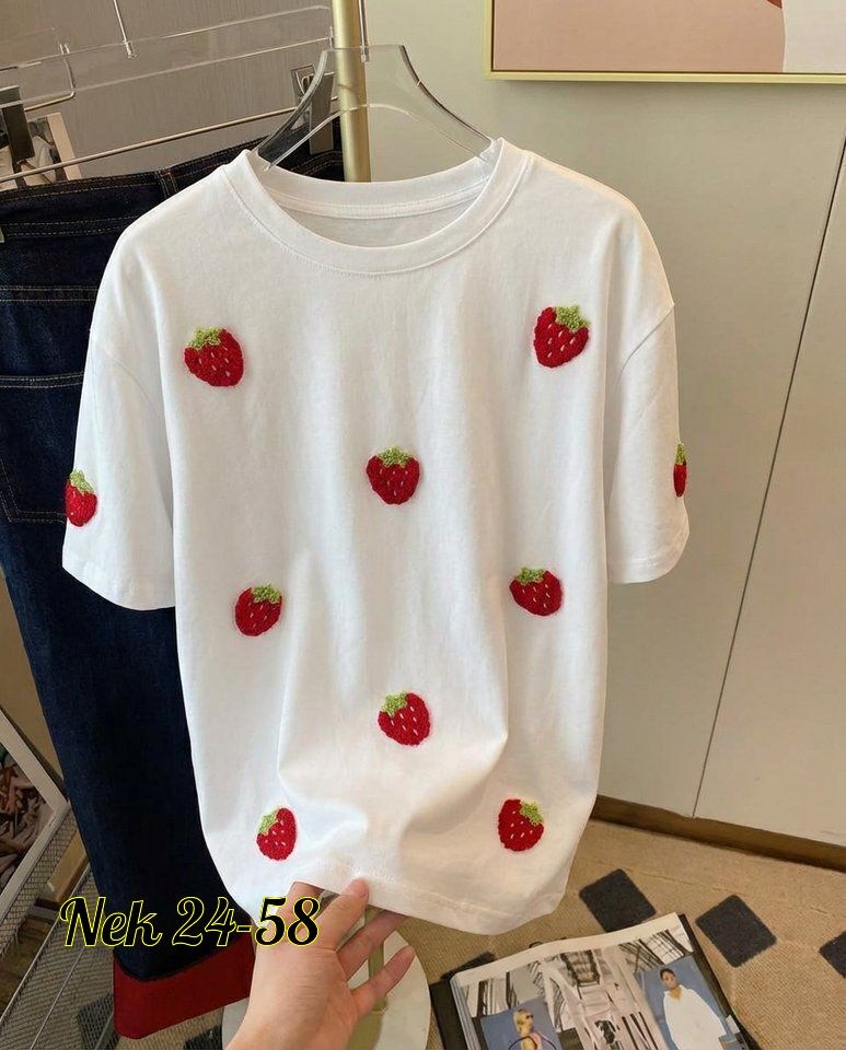футболки женская,футболка клубника белая,летние футболки,футболка с клубникой,футболка с принтом клубника