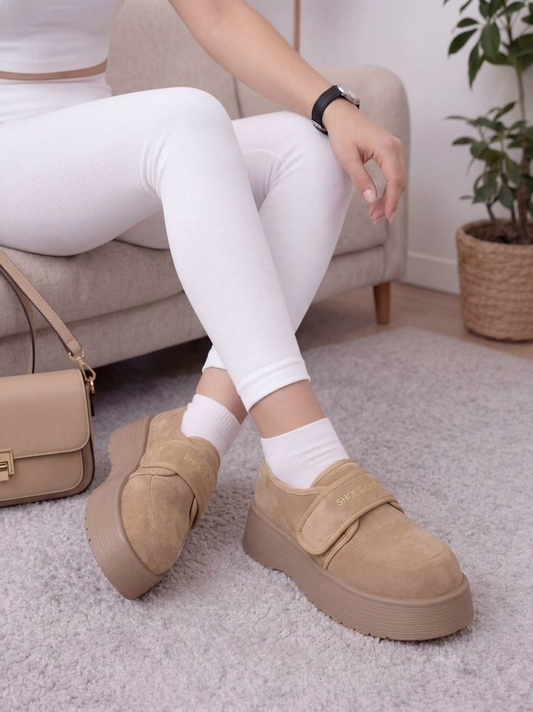 ,лоферы женские,замшевые женские туфли-лоферы на платформе,женская ,бежевые лоферы