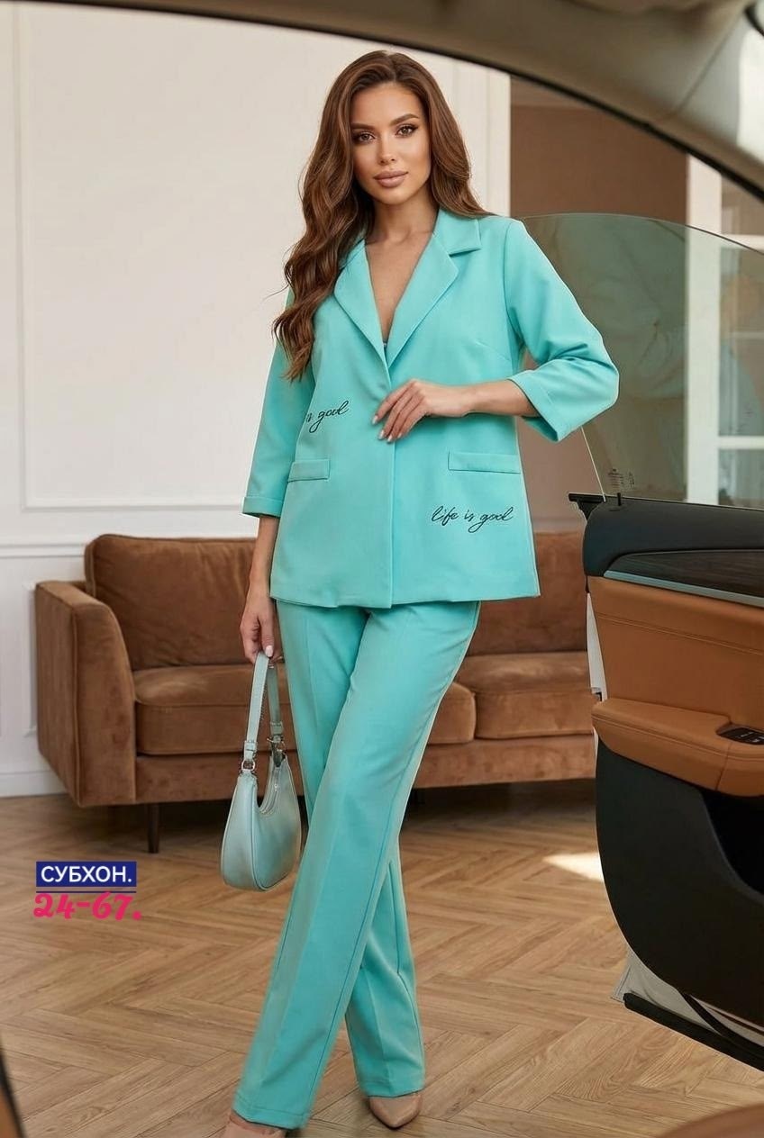 брючный костюм dilana vip 2056 мята_тиффани,костюм dilanavip 2056 тиффани,бирюзовый костюм женский брючный,костюм dilana vip арт. 2056 мята (тиффани),костюм dilanavip 2056 мята