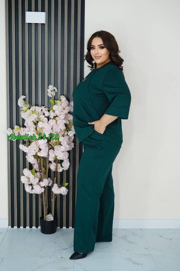 брючный костюм больших размеров,костюм женский брючный,костюм трикотажный,женские костюмы больших размеров,костюм женский мишель темно-зеленый