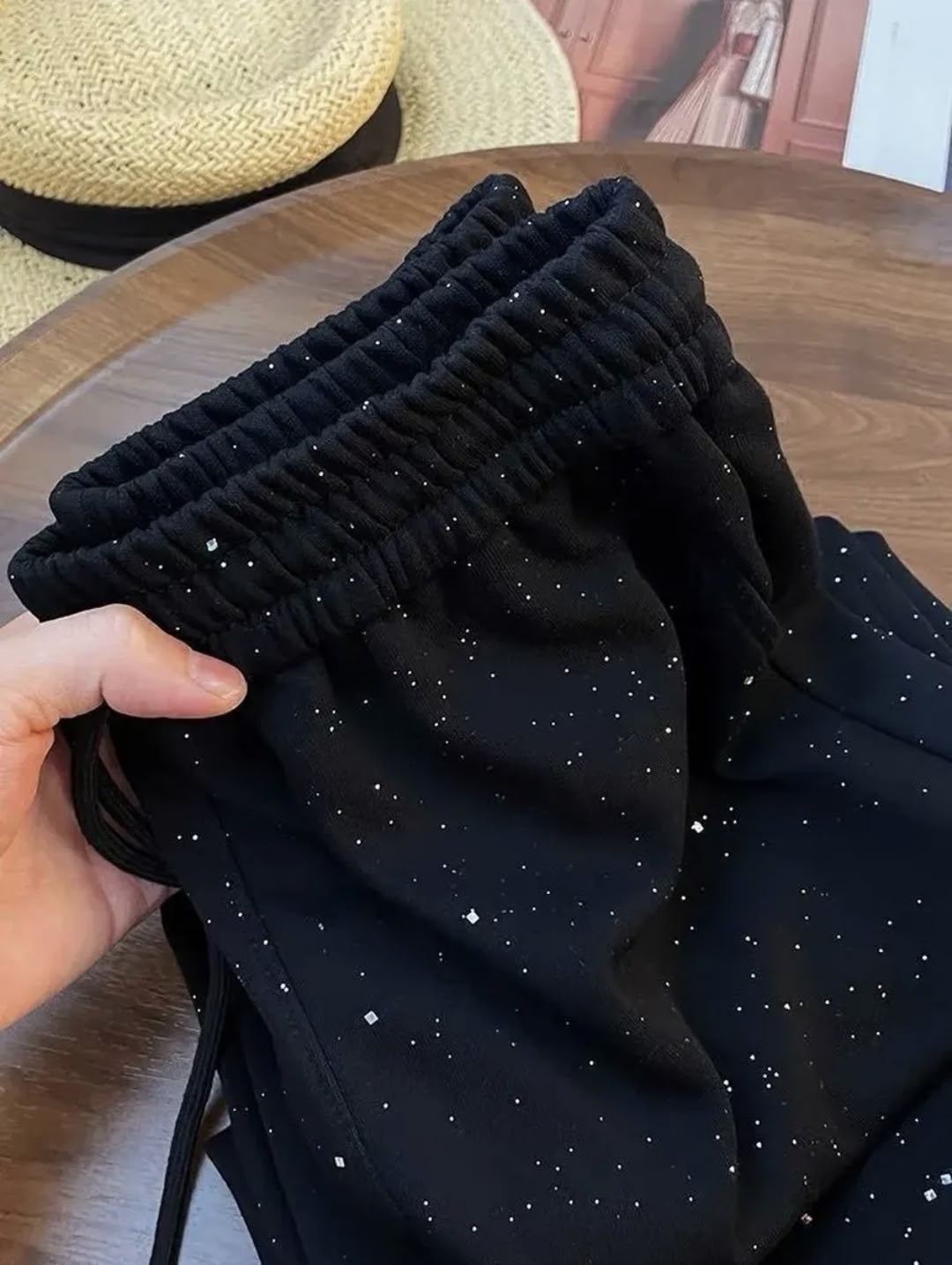 блестящие брюки из полиэстера,брюки женские черные,женские широкие брюки starry sky ice silk с высокой талией,брюки классические,модные штаны