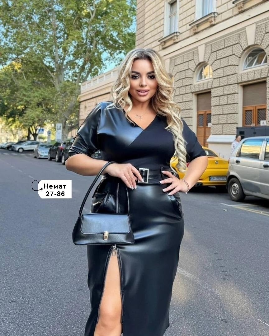 кожаное платье,платье женское,нарядное платье,платье с поясом,платья для полных