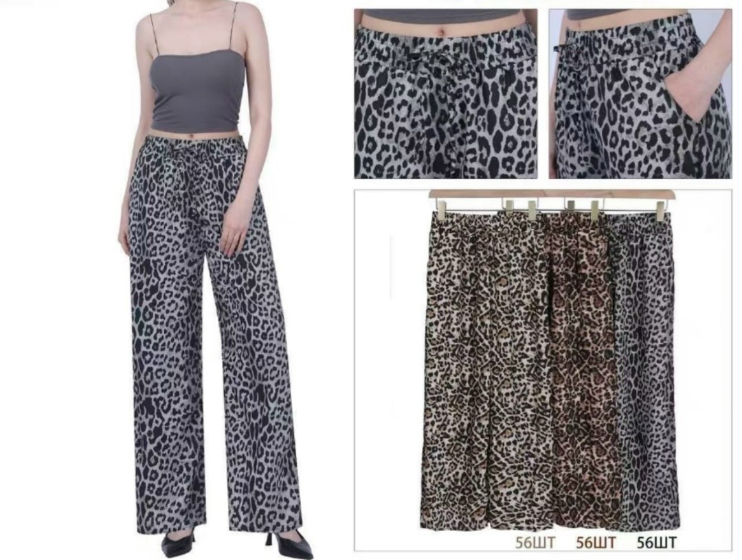 широкие брюки с леопардовым принтом vero moda,брюки черный леопард на коричневом,брюки 1жбб4618001н черный леопард на коричневом,брюки с леопардовым принтом,брюки buter 2893 принт леопард