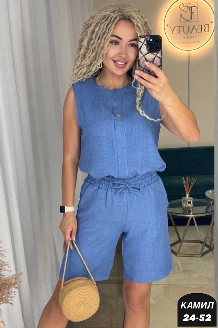 женский костюм с шортами,летние костюмы женские, ,летние костюмы,костюм из льна лайм