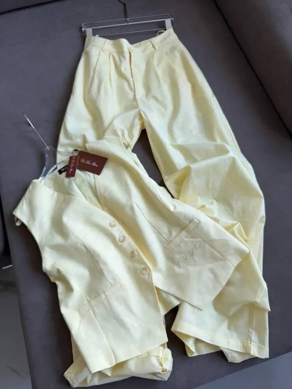 костюм льняной брючный,женские брючные костюмы,широкие брюки,повседневный костюм,брюки комплект