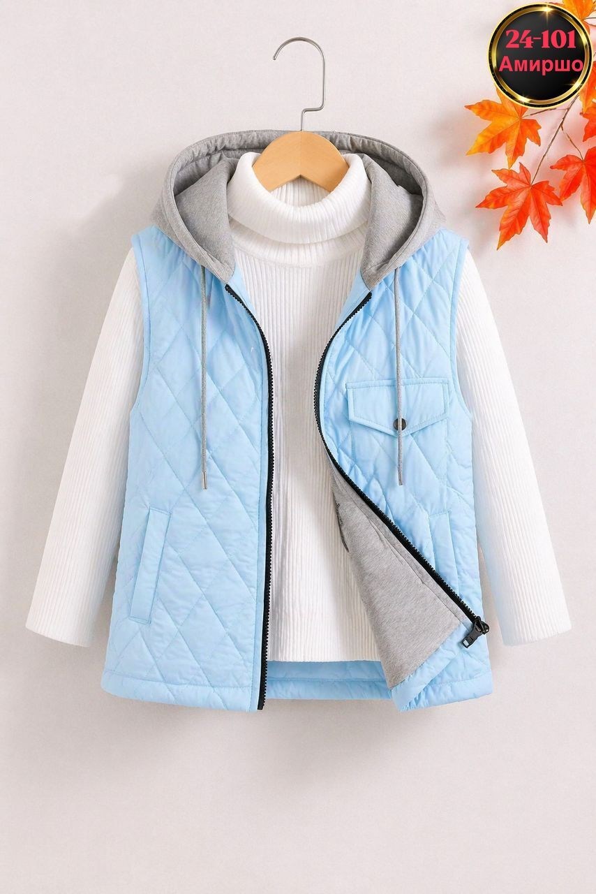 теплый жилет,жилет с капюшоном,жилет для девочек,детский жилет,жилетка с капюшоном