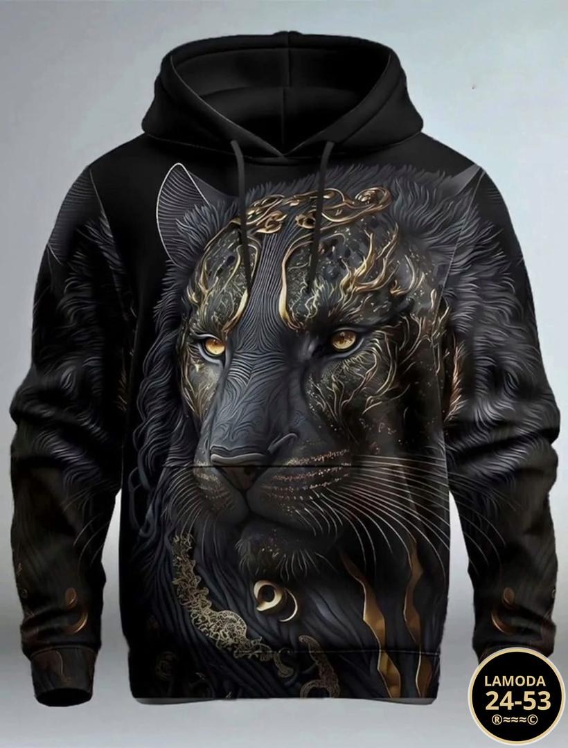 мужская толстовка с капюшоном и принтом в виде льва,мужская модная толстовка с капюшоном с принтом льва в стиле 3d,мужская модная толстовка с капюшоном с графическим львом и 3d-пр,мужская толстовка с