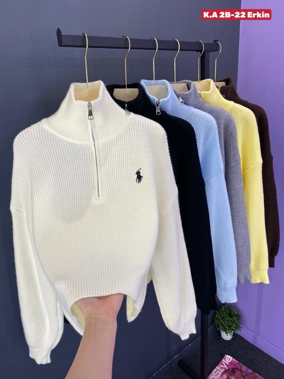 женские кофты,свитер женский,свитер оверсайз с горлом на молнии kk fashion,кофта поло,свитер