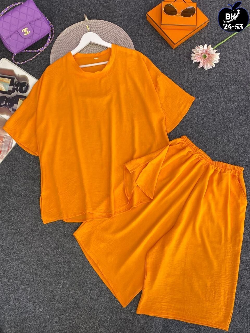 оранжевый костюм с шортами женский,костюм оранжевый,женский костюм двойка,летний женский костюм,костюм двойка