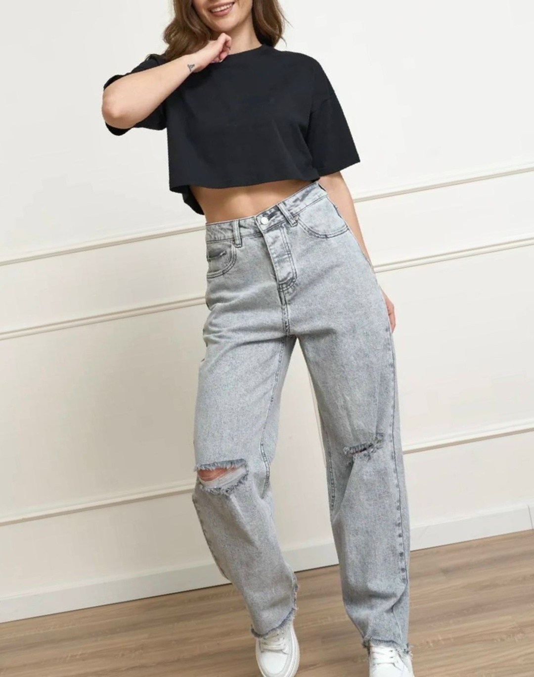 джинсы широкие рваные,серые широкие джинсы,серые джинсы,джинсы женские,джинсы оверсайз