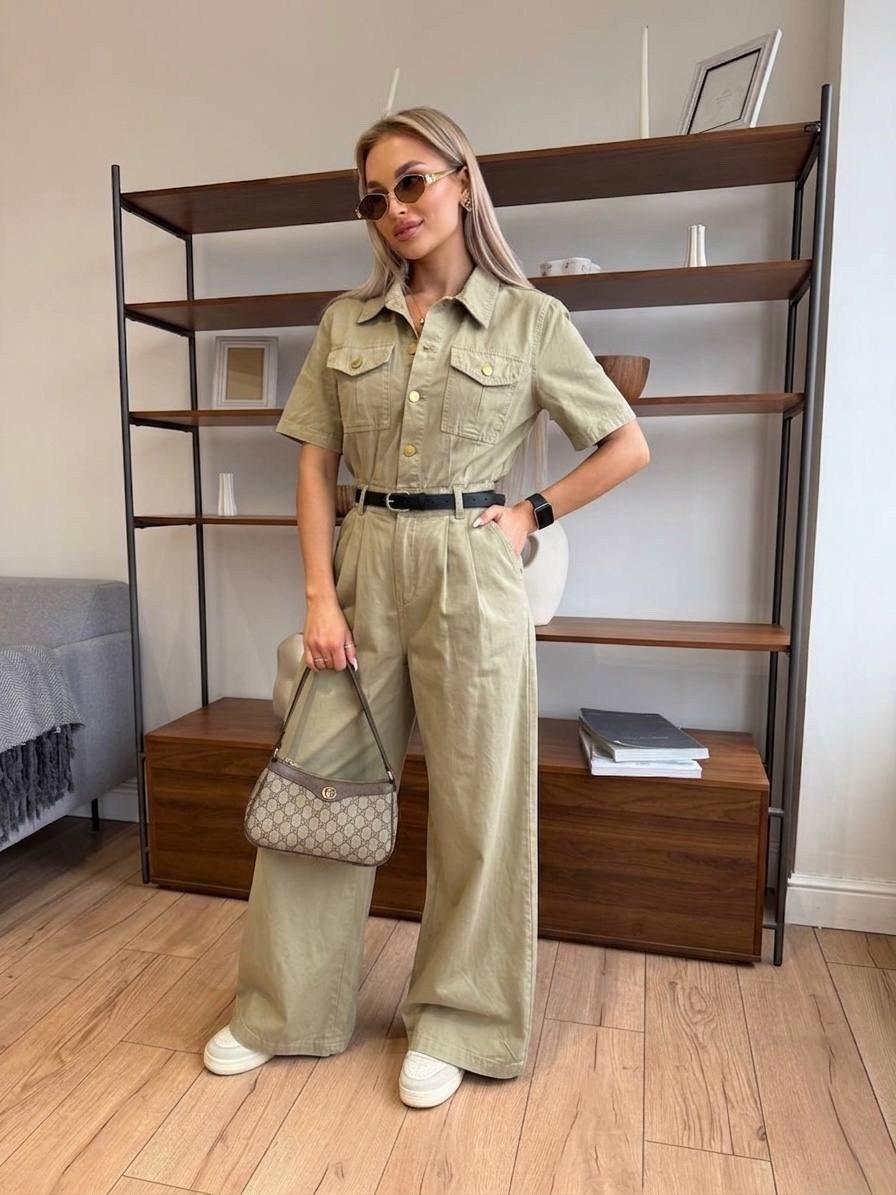 комбинезон брючный летний с коротким рукавом g&lo,комбинезон almirastyle 153 хаки,женские комбинезоны,комбинезон брючный,комбинезон модный