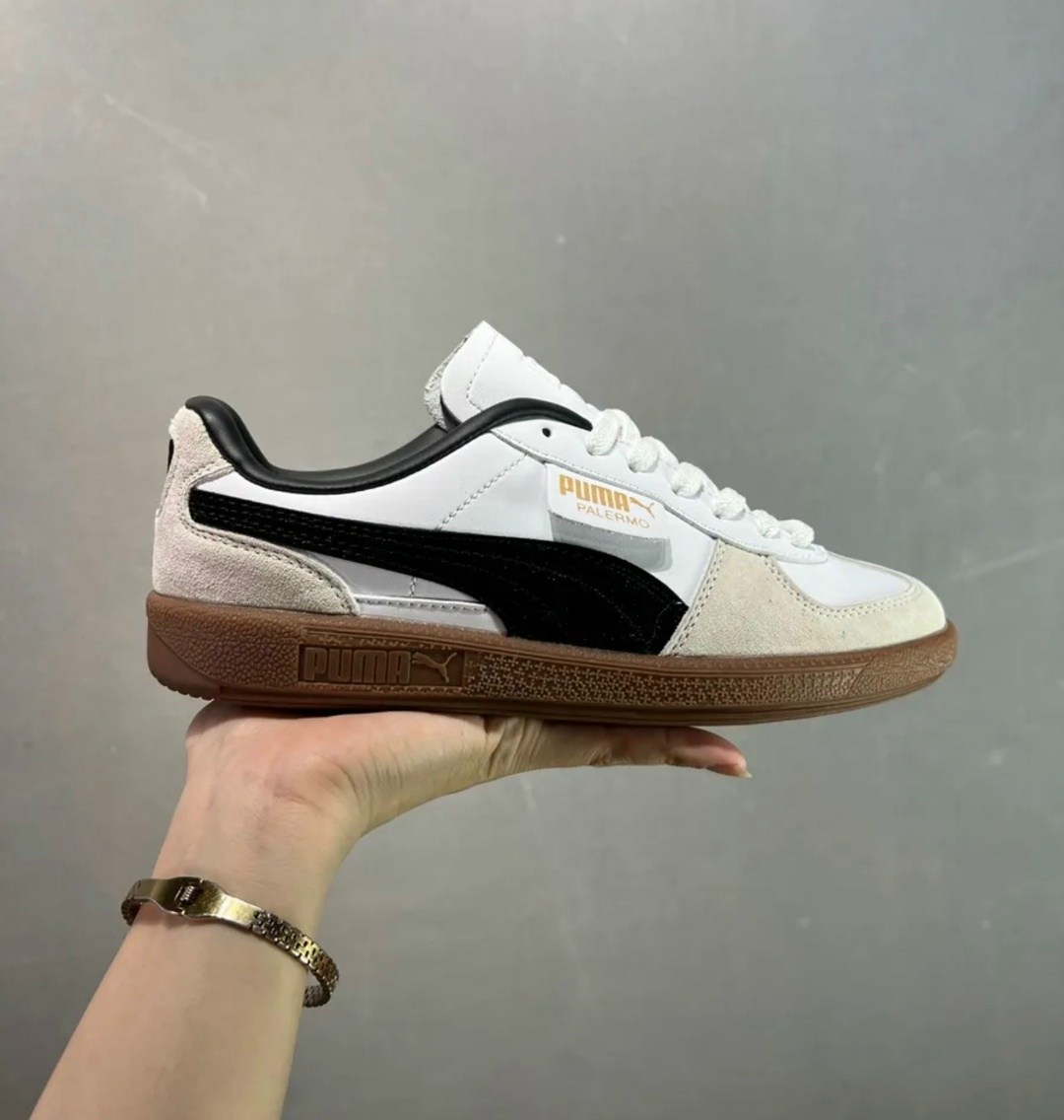 кроссовки puma,кроссовки puma palermo,кеды мужские puma palermo lth puma white/vapor gray/gum,puma низкие кроссовки 'palermo' белый,
