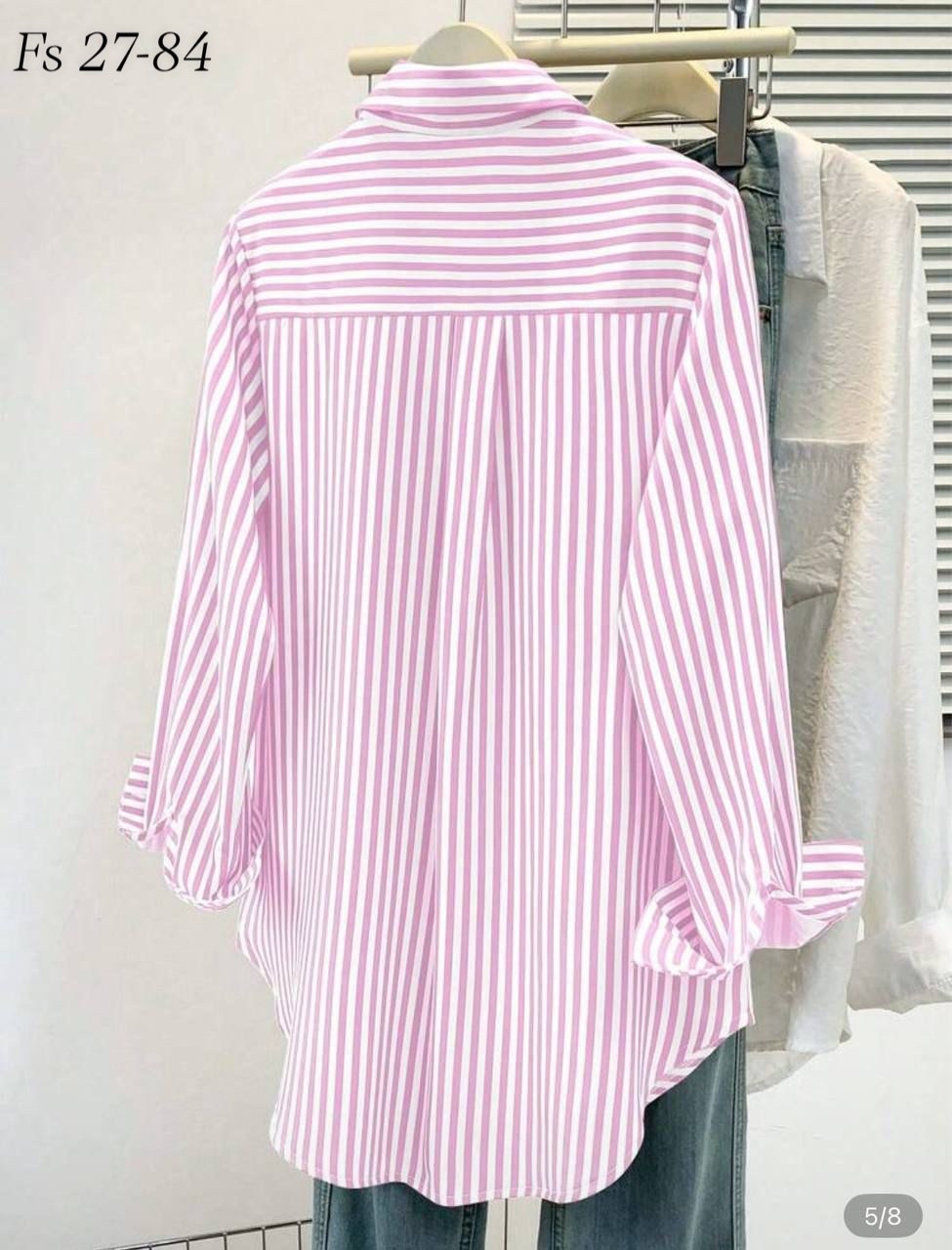 хлопковая рубашка в полоску оверсайз cosmo brand,женская рубашка в полоску,женская рубашка,хлопковая рубашка в полоску оверсайз,рубашка в розовую полоску женская