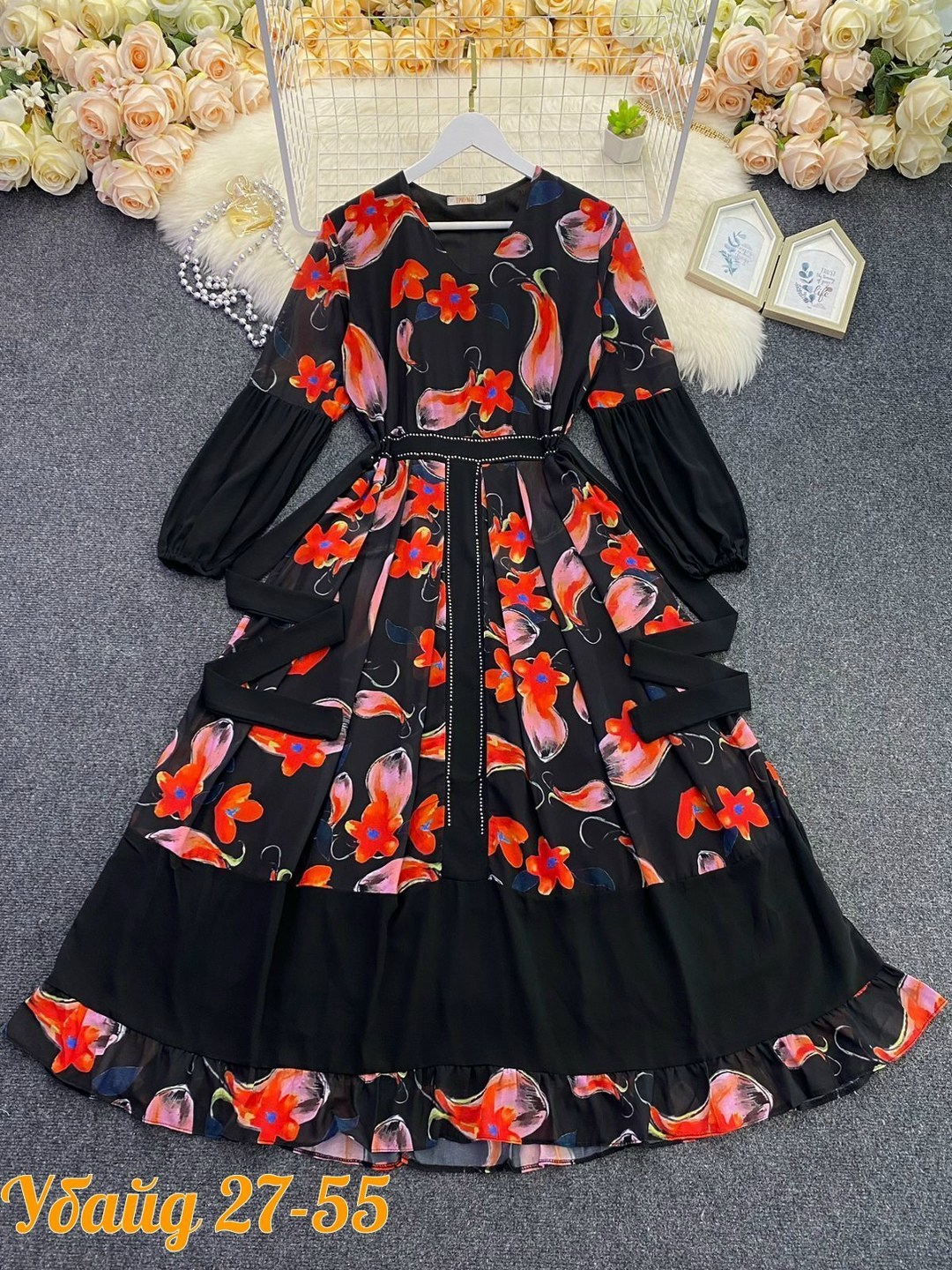 женское платье с принтом,женское длинное платье с принтом,женское платье с длинными рукавами,платья женские длинные,платье женское шифоновое