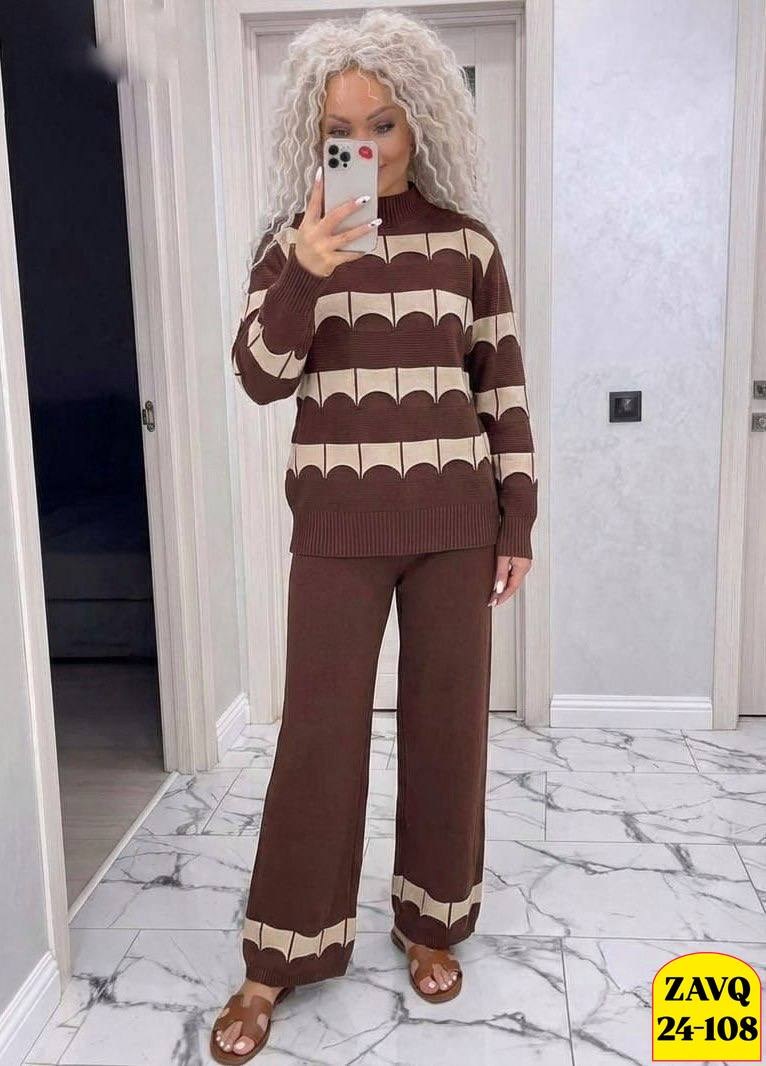 костюм трикотажный вязаный с брюками теплый miss merry jayne 257931571,вязаный костюм женский,костюм женский,трикотажный костюм с брюками и кофтой в полоску aisha comfort,трикотажный костюм с брюками