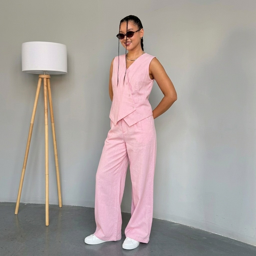 костюм летний льняной с жилетом и брюками trendyclo,костюм льняной брючный с жилетом,льняной костюм женский с жилеткой и брюками,брючный костюм,женский брючный костюм из двух предметов