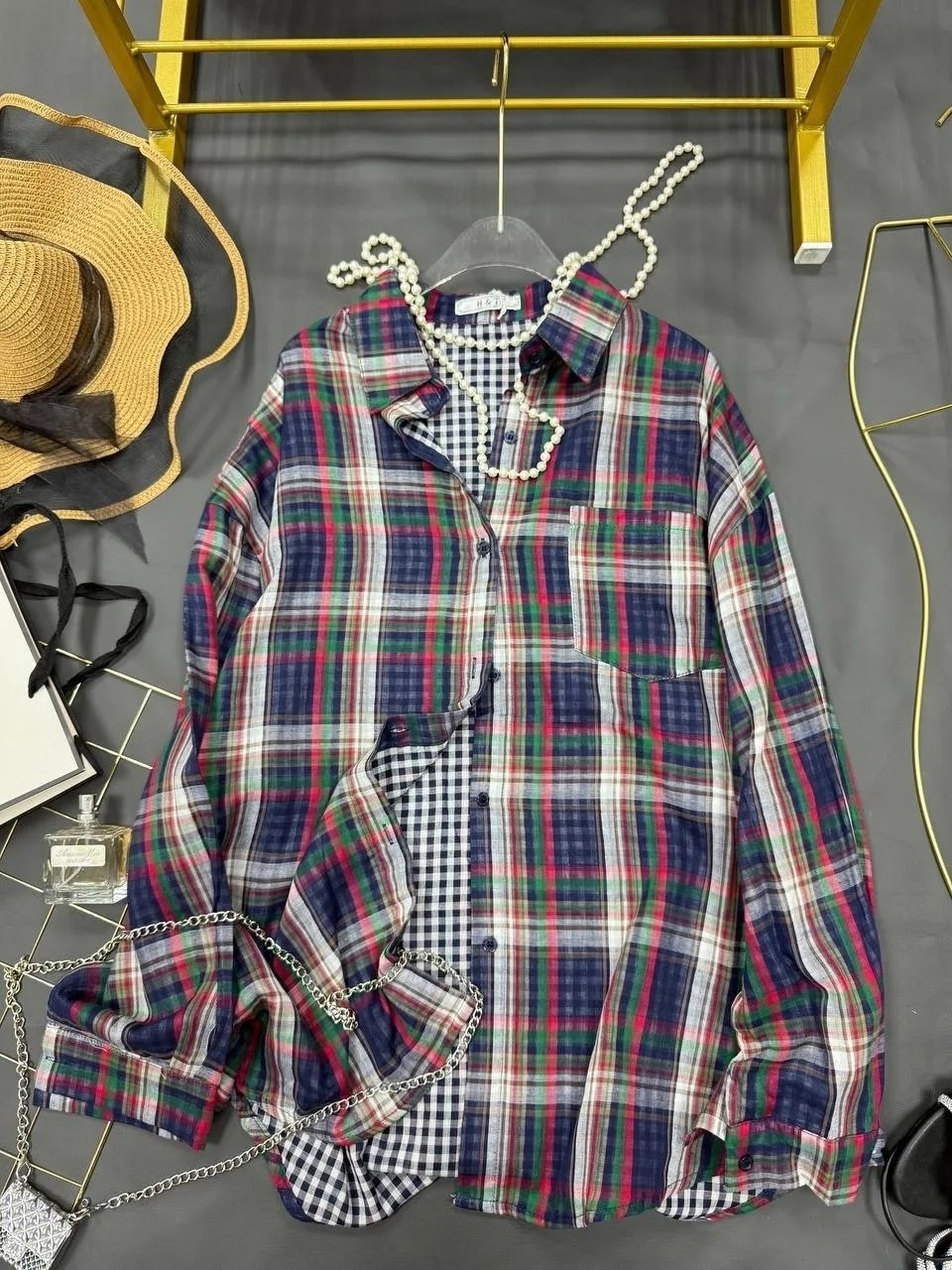 рубашка хлопок,рубашка в клетку женская,рубашка в клетку,клетчатая рубашка,рубашка женская 7007 "клетка № 4"