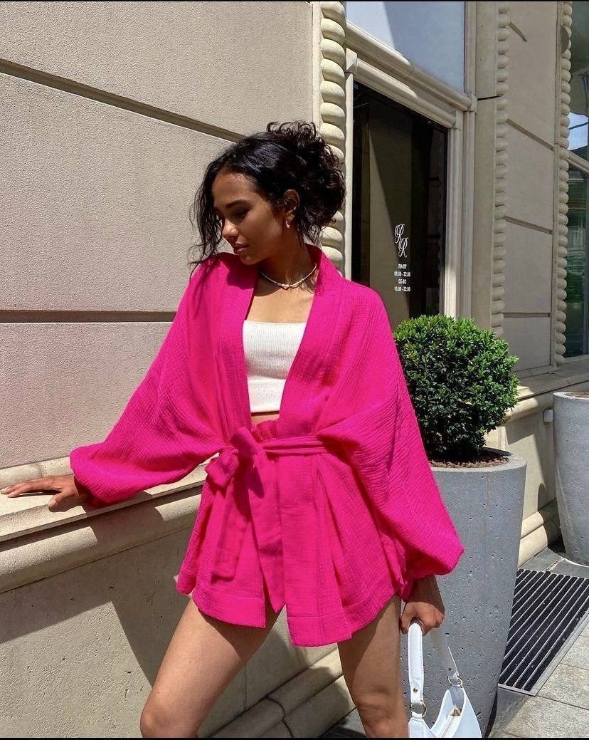 костюм из муслина женский,одежда женская,модные однотонные костюмы,одежда мода,костюм женский летний