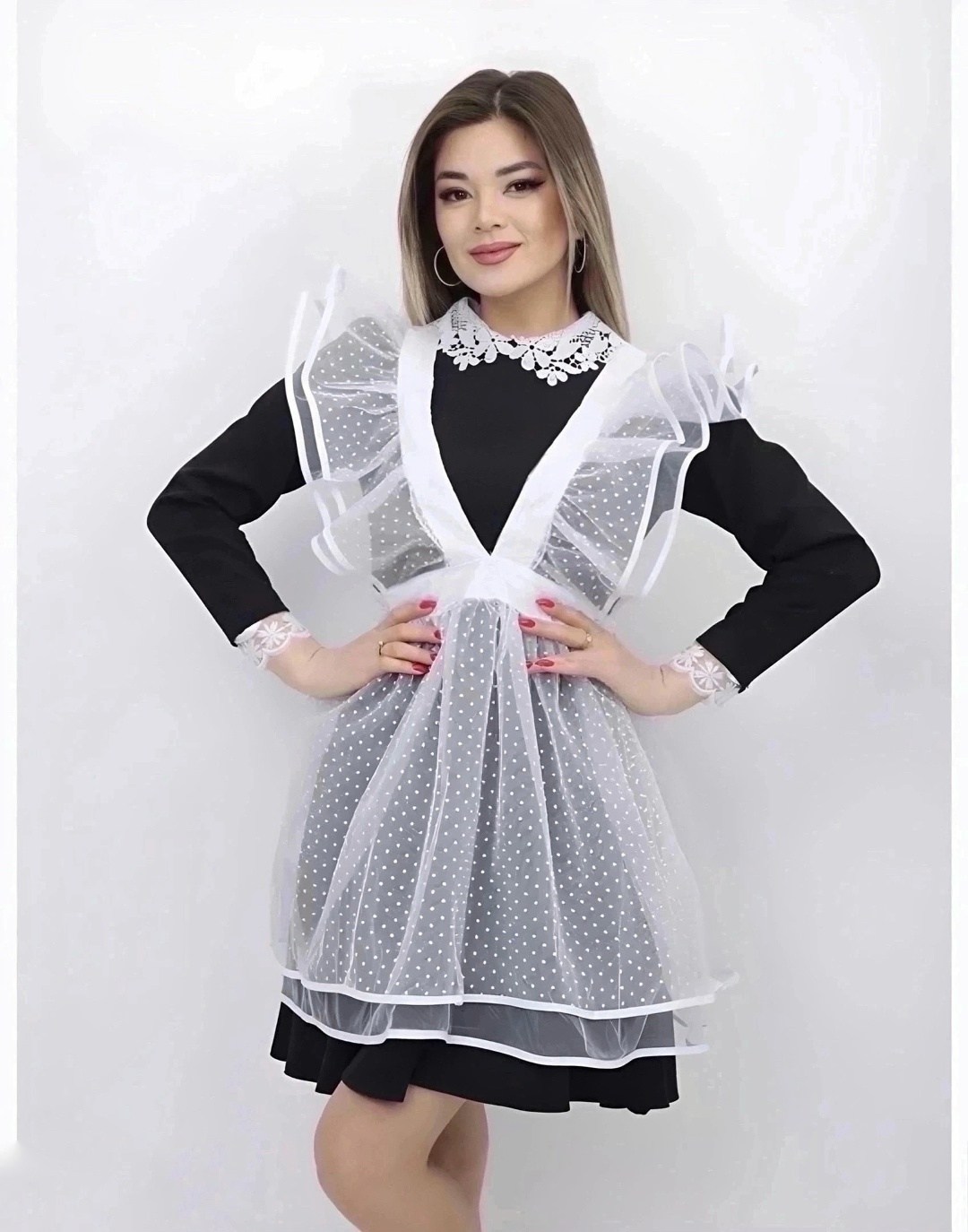 фартук школьный,школьный фартук в горошек,фартук школьный белый,фартук школьный на выпускной,кружевной фартук