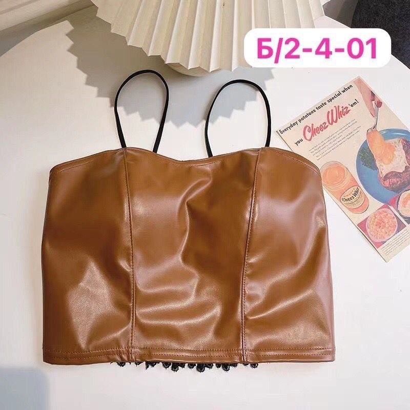 кожаный топ,бюстье,топ женский,женский топ на бретелях