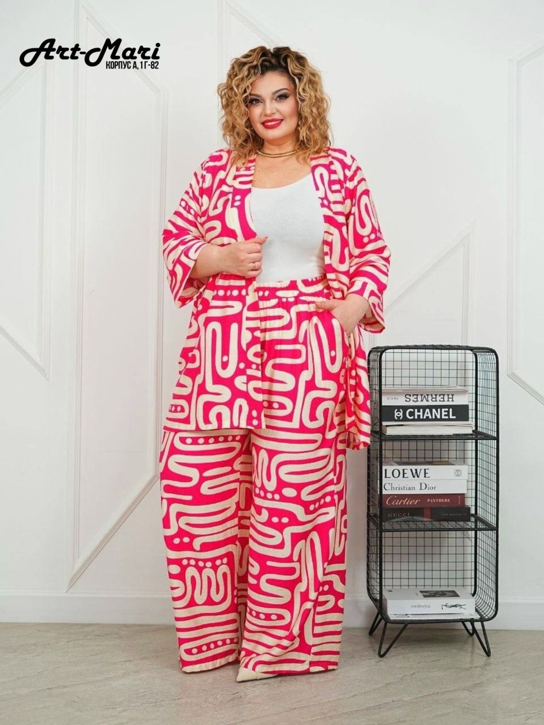 летние костюмы,стильные костюмы,брючный праздничный костюм двойка с принтом perferita 227705196,костюм с принтом,женские костюмы больших размеров