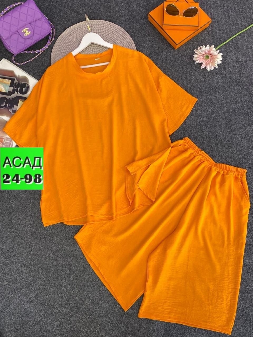 костюм двойка,женский костюм двойка,летние костюмы,оранжевый костюм с шортами женский,летний женский костюм