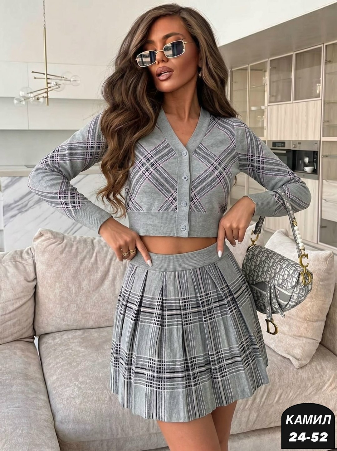 костюм с юбкой,юбка в клетку,твидовый костюм,юбка клетчатая