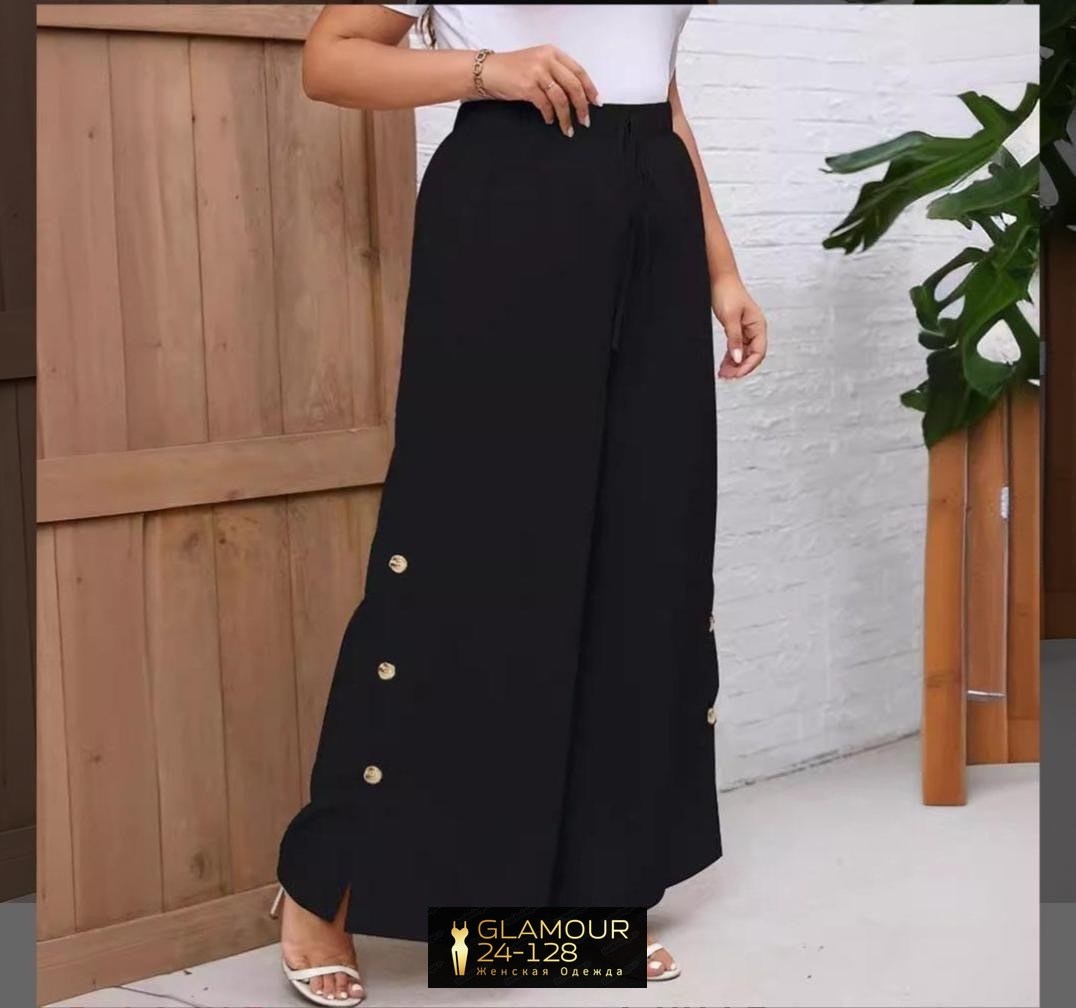 брюки палаццо из льна женские,женские брюки с широкими штанинами,брюки женские с широкими штанинами, эластичная талия, много пуговиц,брюки женские с широкими штанинами и разрезом на пуговицах,брюки па