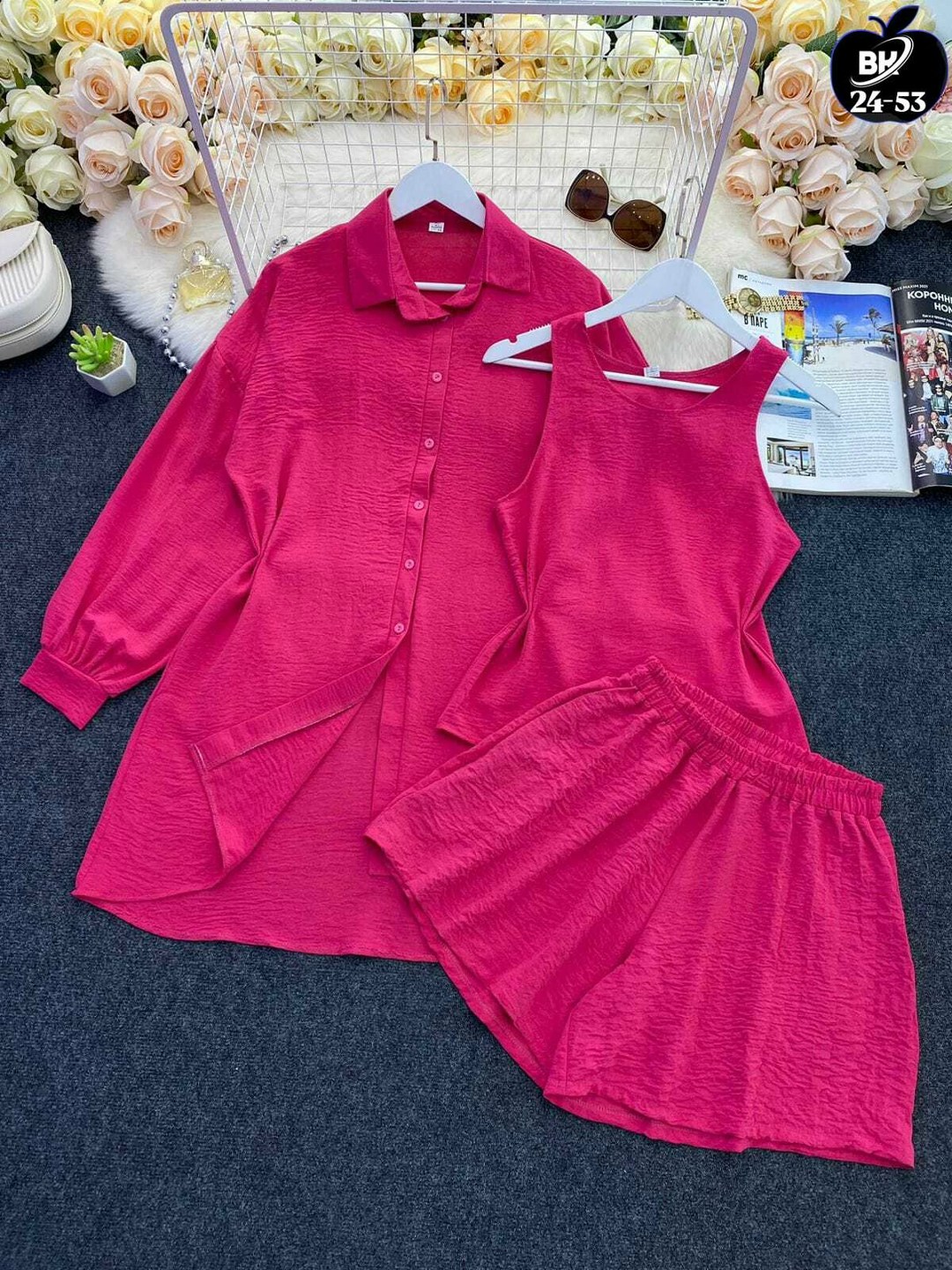 женский костюм с шортами, ,модная ,женские костюмы,костюм розово