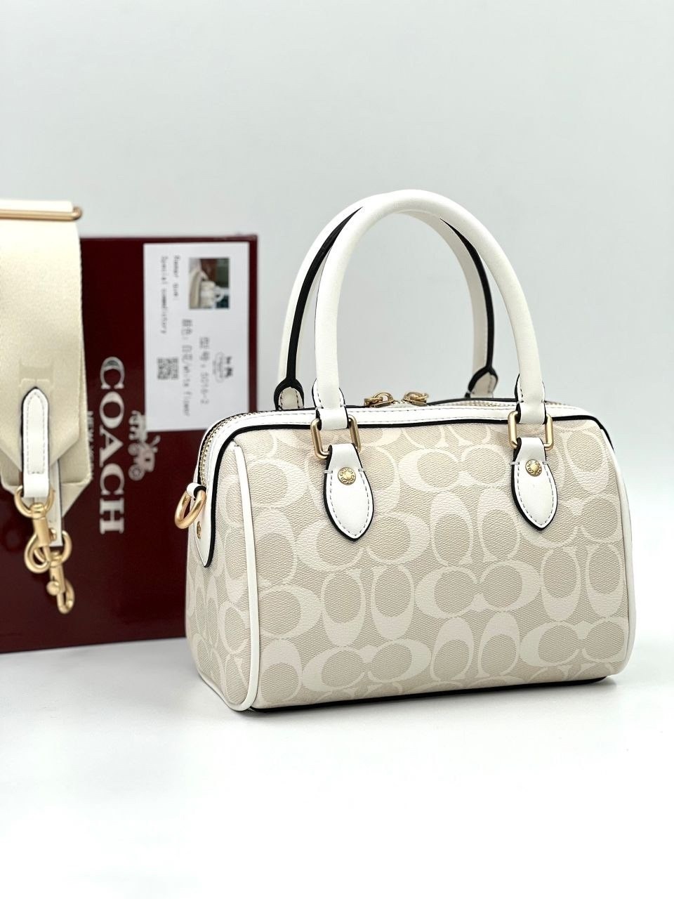 сумка coach,сумка женская coach,coach сумка rowan satchel in signature canvas,сумка с фирменным покрытием coach,сумка coach коричневый