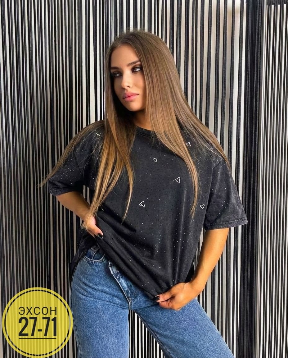 футболки женская оверсайз,женская футболка оверсайз со стразами,футболки женская,футболка женская оверсайз со стразами fineness,футболка оверсайз со стразами