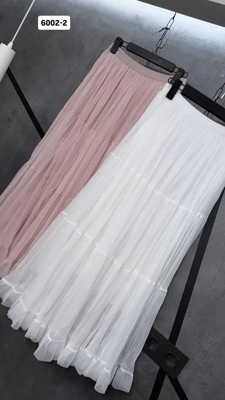 юбка средней длины,юбка с оборками,юбка,шифоновая женская юбка,шифоновая юбка