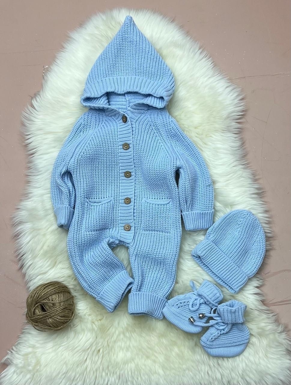 вязаный комбинезон для новорожденных с капюшоном,вязаные комбинезоны для новорожденных,вязаный комбинезон,комплект вязаный,комбинезон детский вязаный