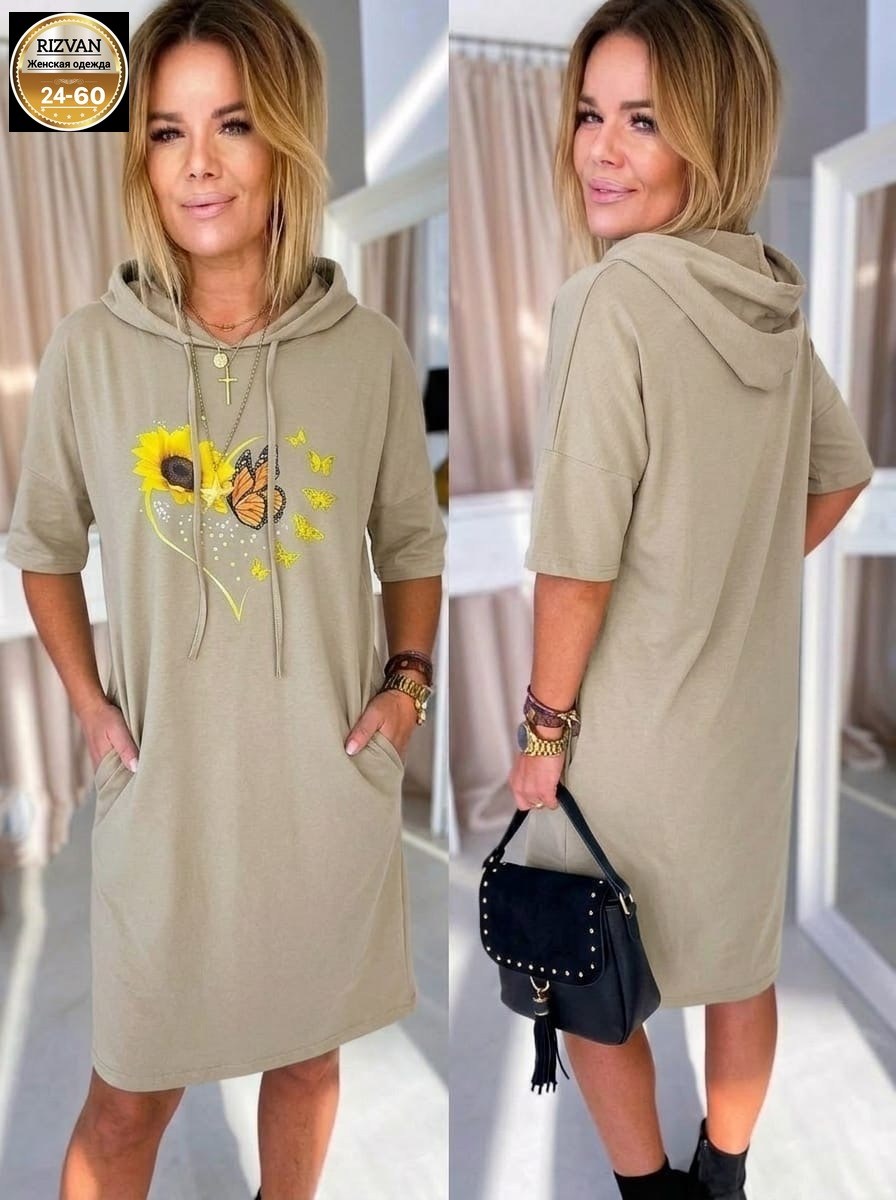платье спортивное с капюшоном,платье туника,трикотажное платье,платье женское туника,платье с капюшоном