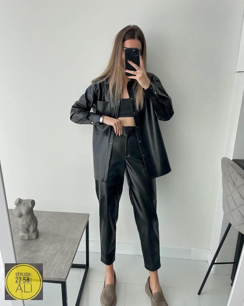 костюм двойка женский,костюм женский,костюм из экокожи,женские брючные костюмы,кожаный брючный костюм женский