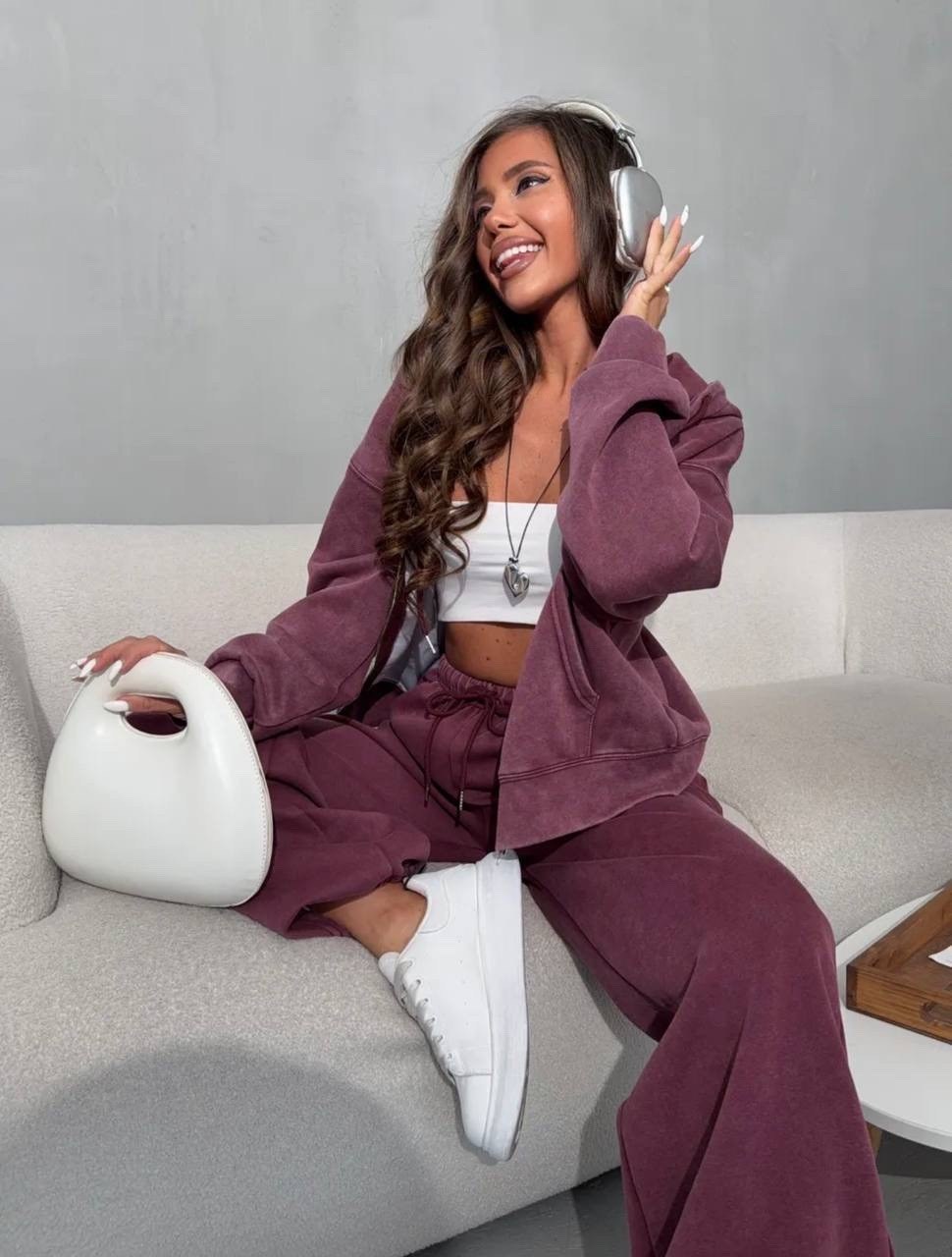 костюм оверсайз из микро замши с капюшоном на молнии yanalis,костюм на флисе,костюм велюровый,спортивный костюм велюровый,велюровый костюм женский