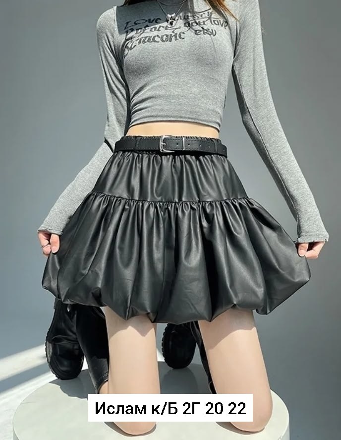 юбка из искусственной кожи,юбка с оборками,юбка кожаная,короткая кожаная юбка,кожаная мини юбка