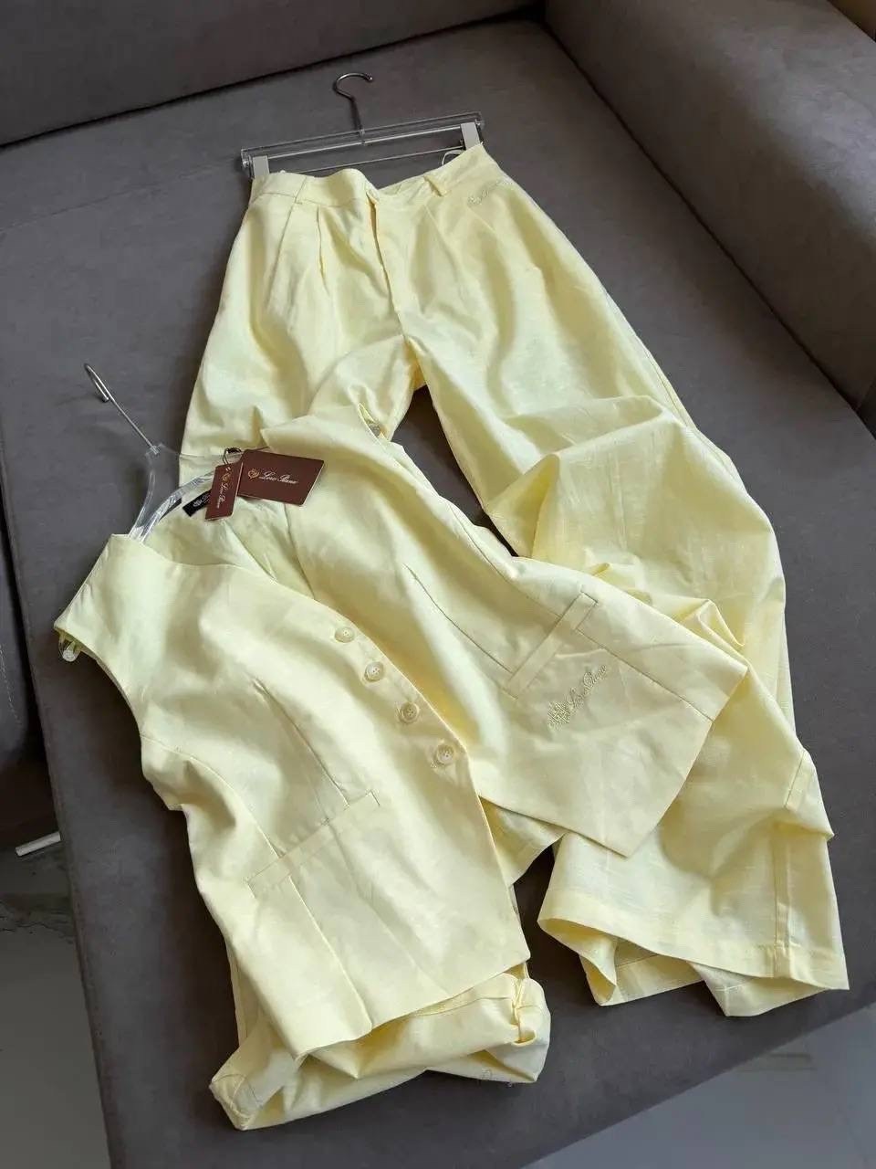 костюм льняной брючный,женские брючные костюмы,широкие брюки,повседневный костюм,брюки комплект