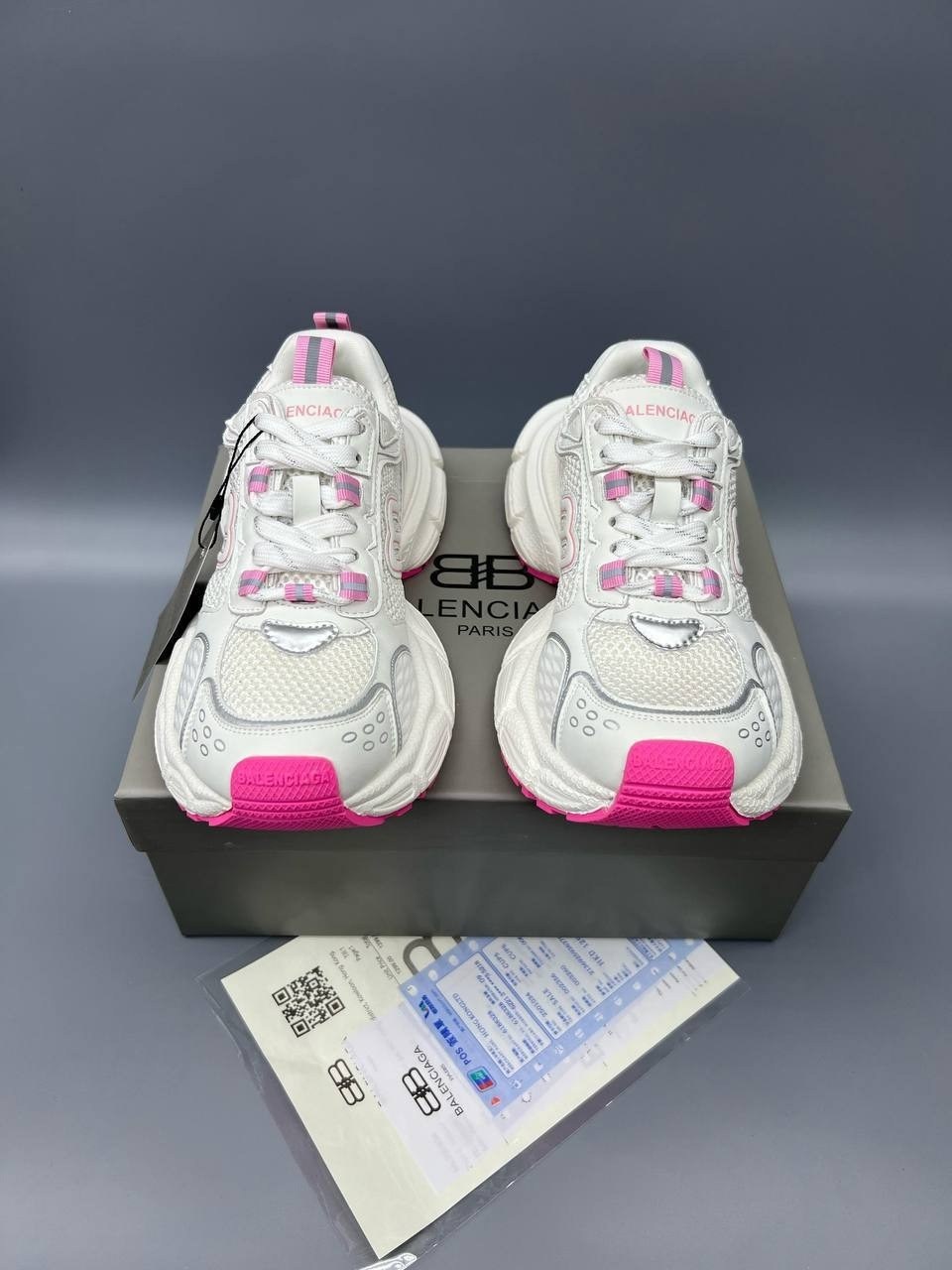 кроссовки женские balenciaga,кроссовки balenciaga,женские кроссовки balenciaga 3xl серебристые с розовым,кроссовки женские,женские брендовые кожаные кроссовки balenciaga premium