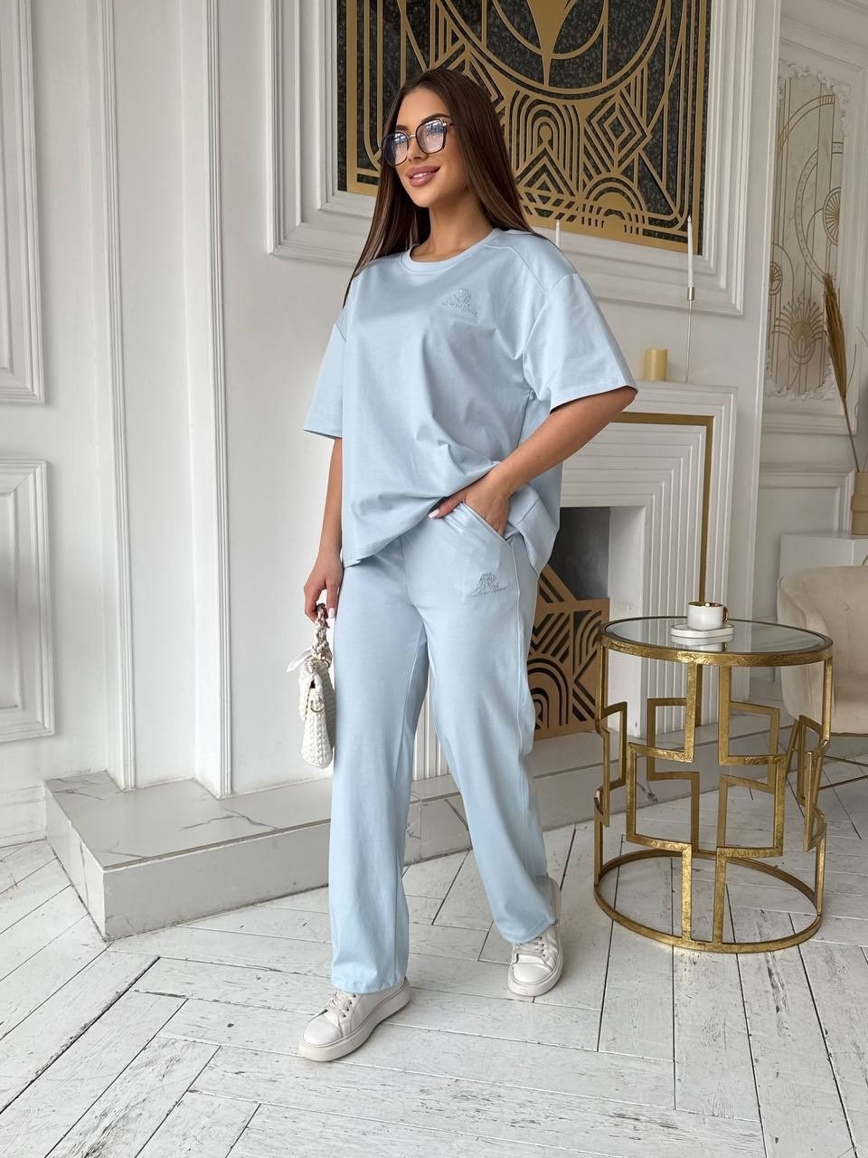 костюм женский,костюм трикотажный,голубой костюм,стильные костюмы,летние костюмы