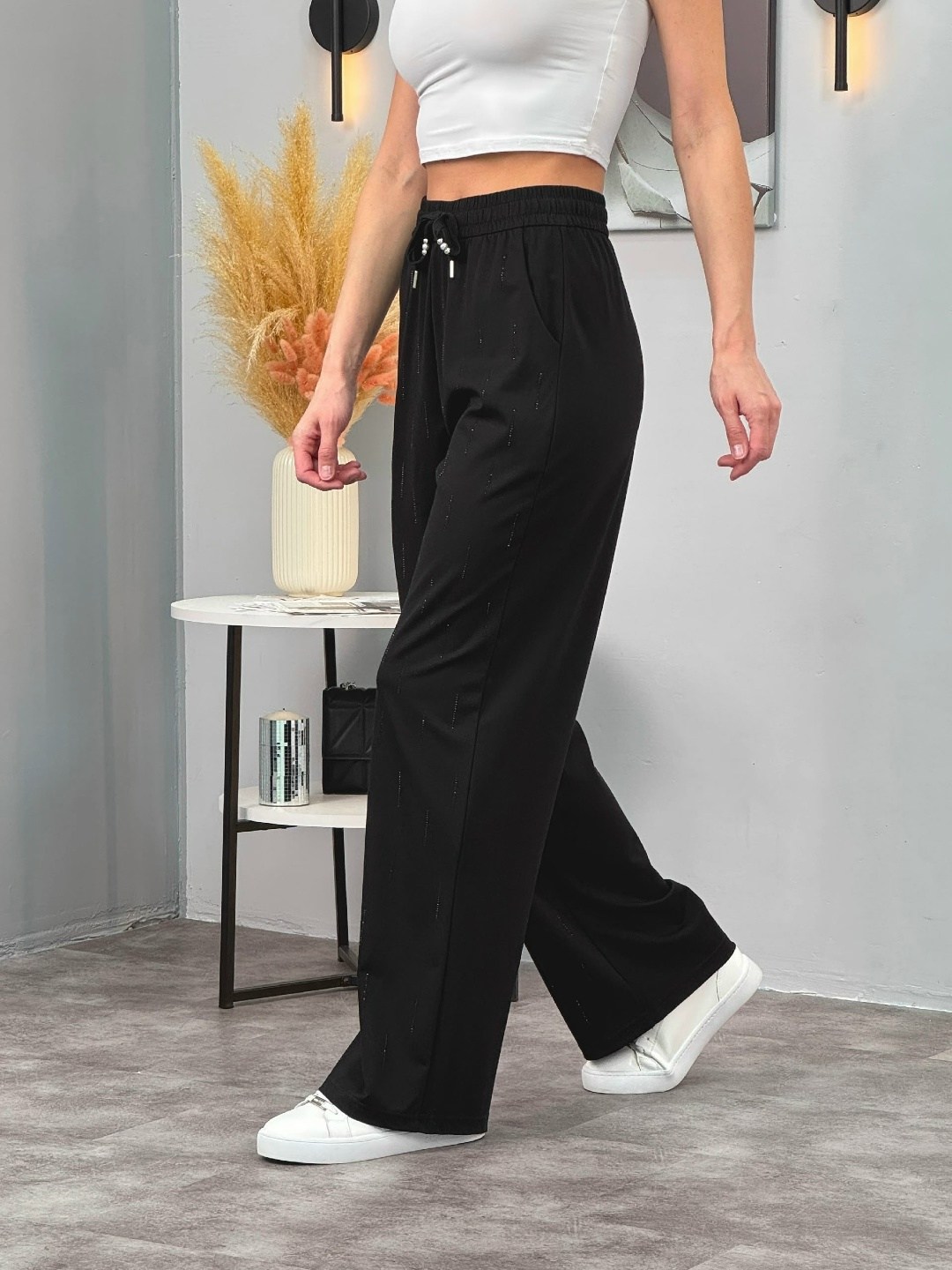 брюки широкие,брюки палаццо,брюки широкие палаццо со стразами,женские брюки,брюки со стразами