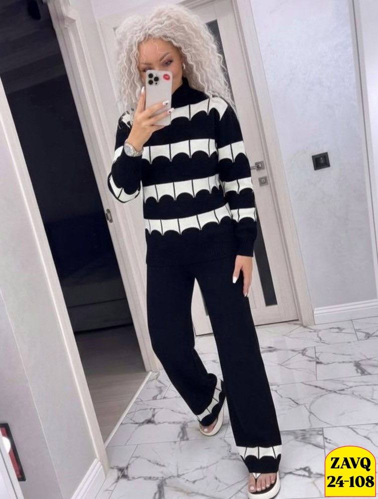 костюм трикотажный вязаный с брюками теплый miss merry jayne 257931571,вязаный костюм женский,костюм женский,трикотажный костюм с брюками и кофтой в полоску aisha comfort,трикотажный костюм с брюками