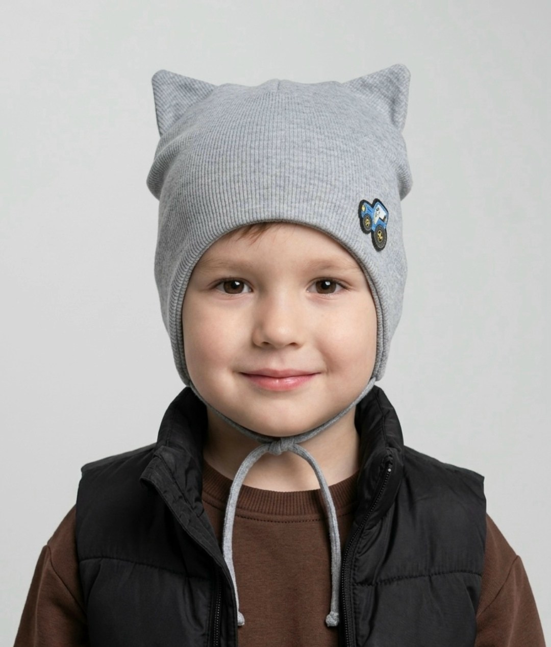 шапка hoh loon цвет: серый,шапка детская,шапка для детей,шапочка детская,шапка для мальчика