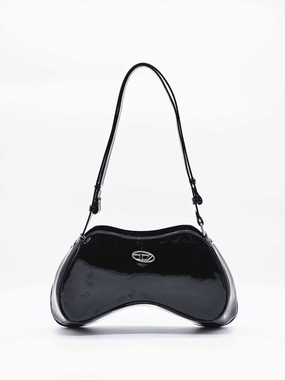 сумка через плечо diesel play черный,diesel глянцевая сумка на плечо play черный,сумка женская diesel черный,сумка,сумка через плечо diesel play x10221 черный