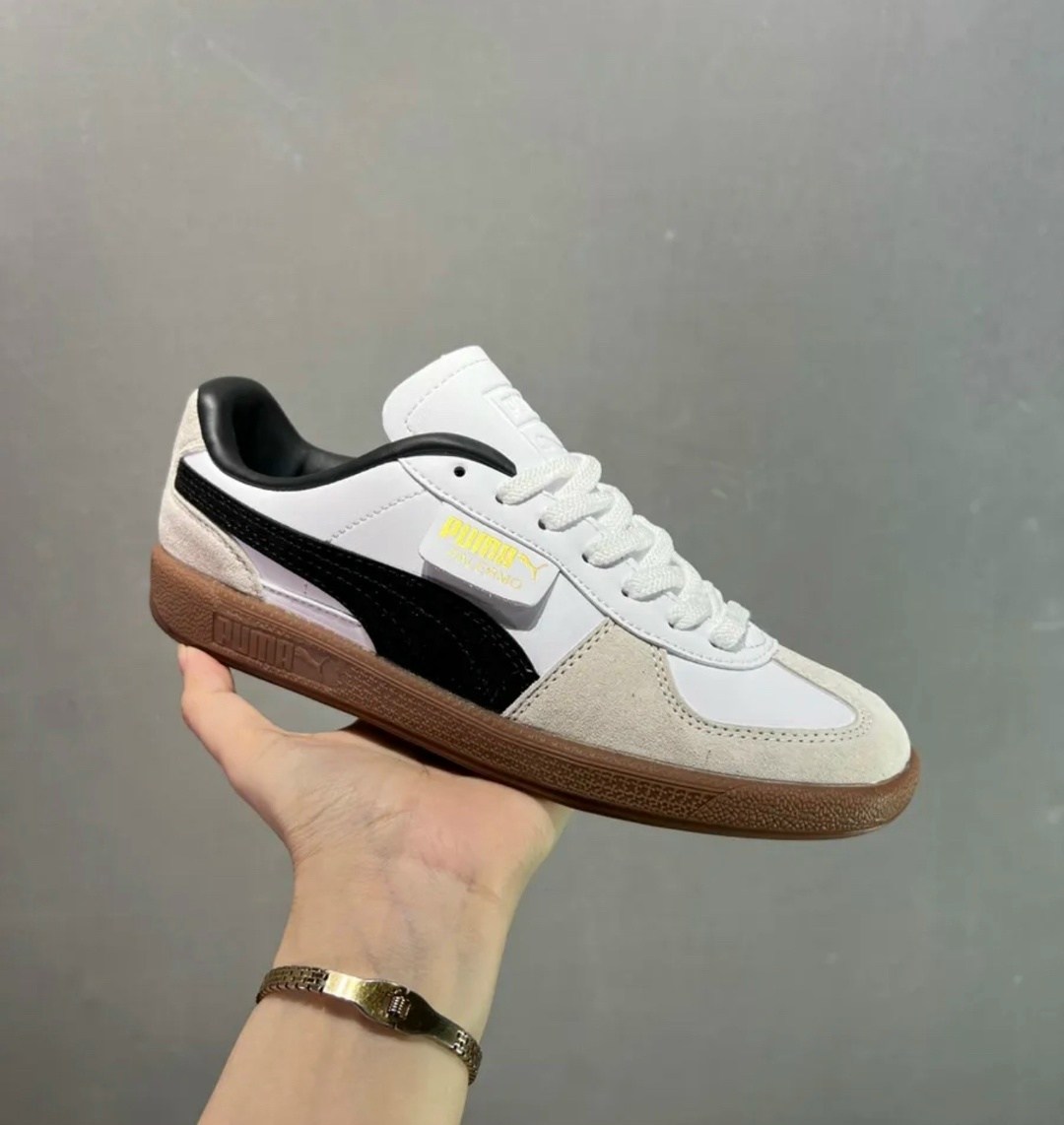 кроссовки puma,кроссовки puma palermo,кеды мужские puma palermo lth puma white/vapor gray/gum,puma низкие кроссовки 'palermo' белый,