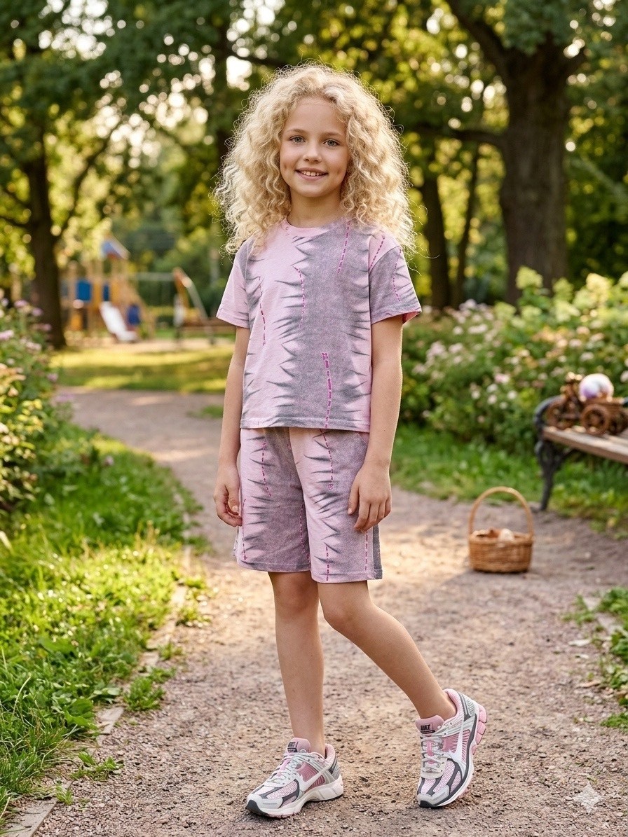 одежда для девочек,костюм с шортам,детская пижама тайдай tie dye,костюм для девочек,пижама для девочек