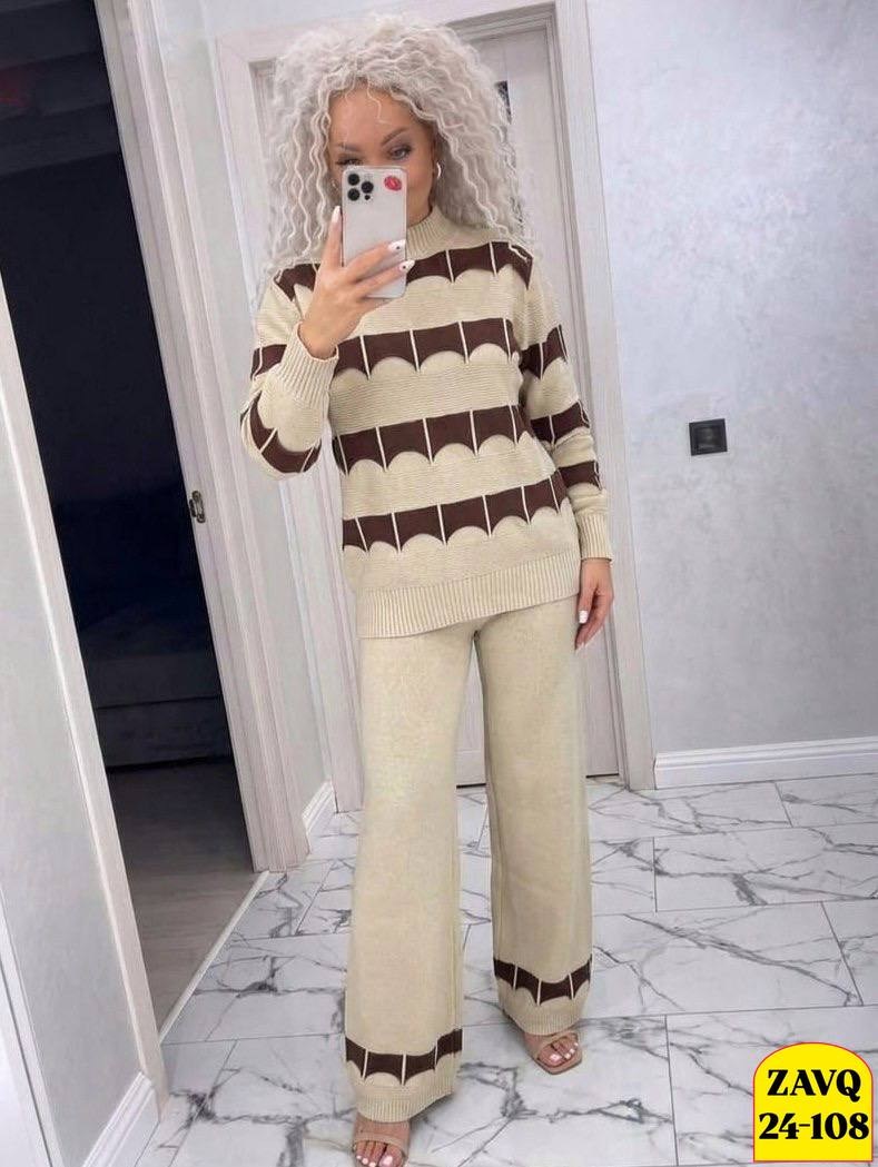 костюм трикотажный вязаный с брюками теплый miss merry jayne 257931571,вязаный костюм женский,костюм женский,трикотажный костюм с брюками и кофтой в полоску aisha comfort,трикотажный костюм с брюками